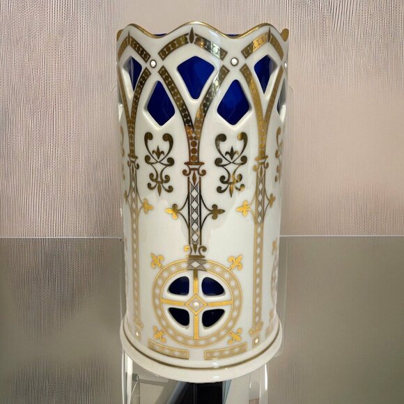 Lenox Millennium Collection Votive Candleholder Cobalt Blue Glass Globe 8" USA - Picture 1 of 13